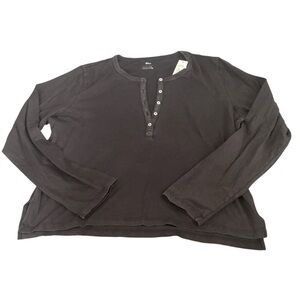 Aerie Charcoal Long Sleeve Henley Shirt